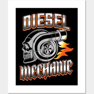 Diesel Mechanic Turbocharger Skull Posters and Art